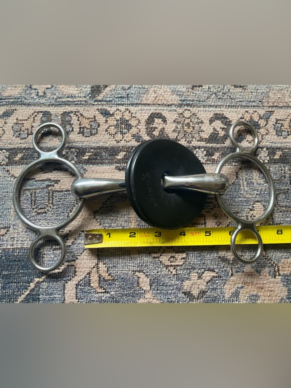 3 rings Black Rubber Covered Metal Bit - Equestrian Horse Bit